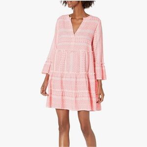 Mud Pie Coral Patterned V-Neck Top - Size XS